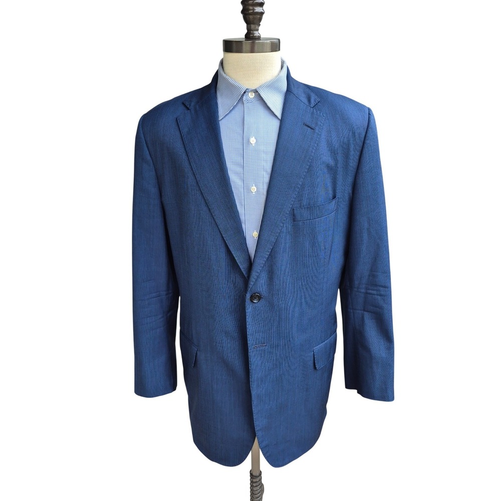 Tom James Exclusively Tailored Blue Holland Sherry Blazer Sport Coat Sz 44 L